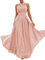 Robe de demoiselle d'honneur plissée en mousseline de soie longue pour femme, vieux rose, 44