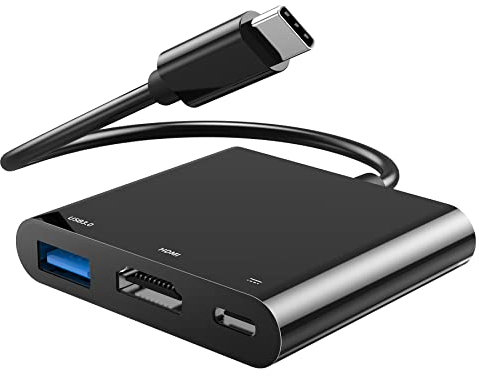 Adaptador USB C a HDMI, Adaptador Multipuerto 3 en 1 USB-C Hub con HDMI 4K, Power Delivery 100W, USB 3.0 (5Gbps), USB-C Dock para iPhone 15Pro, MacBook Pro/Air, iPad Pro, DELL, Lenovo, HP y más.