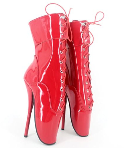 PSMTNNBB High Heels Hohe Absätze 18cm Kurze Stiefel Ballett-Schuhe-red||39