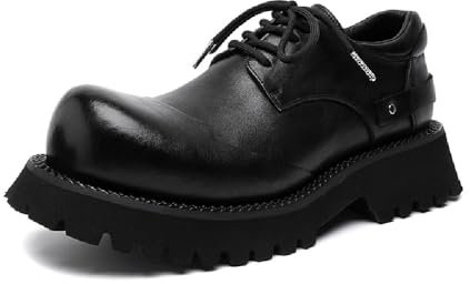 Zapatos de trabajo con suela gruesa y cordones para hombre, Negro -, 38 EU