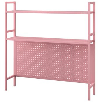 Jan Nowak Bücherregal für den Schreibtisch - Jenny | Schreibtischregal Metall mit 2 Regalböden, Lochplatte | Aufsatzregal Ideal für Büros und Kleine Räume | 95 x 98 x 22 cm | Rosa