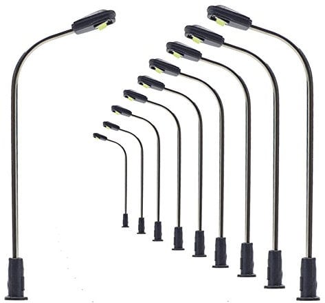 Evemodel 10 Stück Spur Z 1:200 Modell Lampe Peitschenlampen Straßenlampen Flexible Höhe Beleuchtung Leuchte Modellbau Dekor (warm weiß)