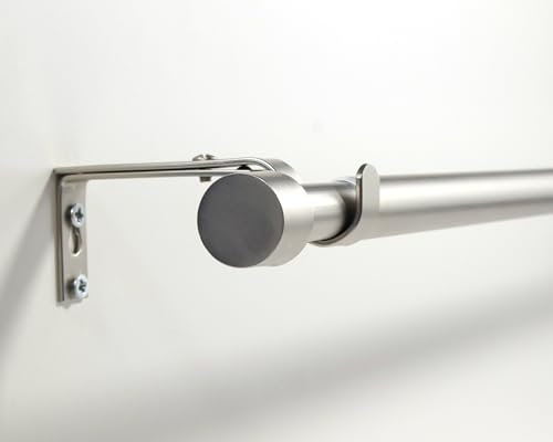 Deco-Raum Gardinenstange ausziehbar Edelstahl-optik 70-120 cm, Ø 16/19 mm Vorhangstangenset mit verstellbaren Träger Vorhangstange Fenster Wand