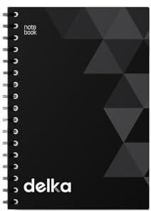 delka A5-Notizbücher mit Spiralbindung, linierte Seiten, langlebige Spiralbindung, hochwertiges Papier für Schule, Büro und Notizen, vielseitig einsetzbar (Schwarz, 1 Stück)
