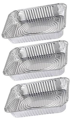 BEBEMOKO 3 Stück Bräter kühlschrankdeo kühlschranklampe lebensmittelbehälter food containers bakofen Grillpfannen aus Aluminiumfolie Liner Zinn Pfanne aus Aluminiumfolie Grilltablett Silver