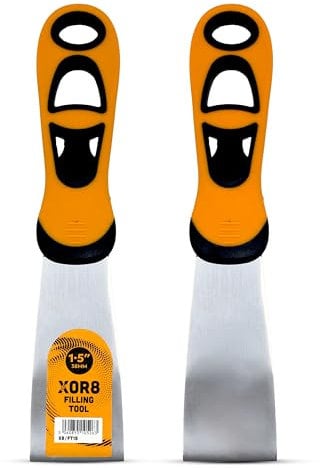 XOR8 Filling Tool with Stainless Steel Blade – 1.5”/38mm Flexible Filling Tool with Soft Grip Handle for Smooth, Precise, and Effortless Filling on Woodworking, Home Repairs, and Crafting Projects