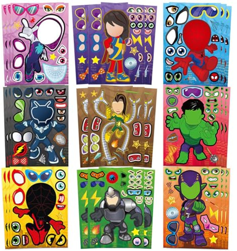 27 Stück DIY-Aufkleber, DIY-Gesichtsaufkleber für Anime-Helden, Kindergeschenke, Anime-Aufkleber, Partytüten, Geschenktütenfüller, Laptops, Motorräder, Scrapbooking, Skateboards