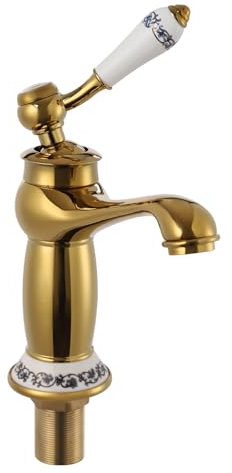 Retro Bronze Wasserhahn Bad, Badezimmer Waschbecken, Waschbeckenarmatur, Badarmatur, Arbeitsplatte für Haushalte, Hotels, Bäder (Antik Messing)