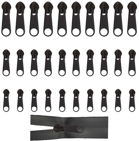30pcs Curseurs de Fermeture Éclair,Curseur Fermeture Eclair Clipsable,Pour Veste, Manteau, Valise,Faciles À Utiliser Et Durable (3#*10+5#*10+8#*10,Noir)