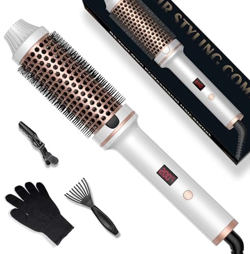 UMIGA Thermal Brush, 3 in 1 Thermobürste 38mm, LCD Anzeige 120-200℃, Erhöhen Sie das Haarvolumen, Lose Locken, Glattes Haar, Leichte Kompakte Größe