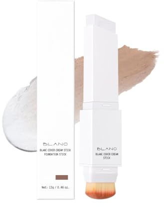 Color Changing Cream Foundation Stick with Makeup Brush – Lightweight Full Coverage, Hydrating & Long-Lasting Base Makeup for Natural Finish (#5 Tan)