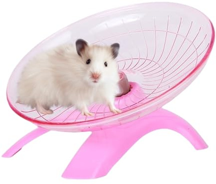 Soucoupe volante silencieuse pour hamster, 17,8 cm, convient pour cochons d'Inde, hamsters, hérissons et autres petits animaux pour garantir un exercice sûr (rose)