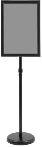 RjcdOPL Porte-Affiches A3 en Aluminium et Inox, Présentoir Sur Pied Rotatif 360°, Hauteur Réglable 70–120 cm, Base Stabilisée Remplissable, Pour Restaurants et Commerces (Noir)