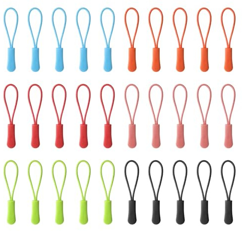30 Stück Bunte Reißverschluss-Zipper, Zip Extension Tag Für Kleidung | Reißverschluss Zipper Reißverschlussanhänger Zip Extension Tag Für Jacken, Gepäckstücke, Handtaschen, Sportbekleidung
