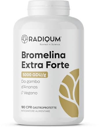 Bromelina Extra Forte Drenante 5000 GDU/g | Integratore Bromelina Forte Drenante | 180 Compresse Gastroprotette | Gambo d’Ananas | Vegan | Made in Italy