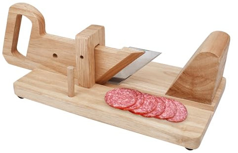 Todeco - Guillautine à Saucisson, Couteau à Émincer - Matériau principal: Bois d'Hévéa - Matériau de la lame de couteau: Acier inoxydable