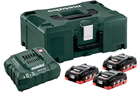 METABO SAS Pack énergie 18v metabo - Pack 3 Batteries 18 Volts lihd + Chargeur Rapide 3 x 4,0 ah lihd, asc 55, Coffret metaloc - 685133000