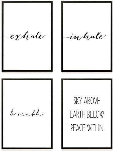 Heimlich® Premium Poster Set OHNE Bilderrahmen | 4 x DIN A4 - ca. 21x30 | Stilvolle Poster Collagen mit passenden Motiven als Wandbilder Wohnzimmer » Yoga/Joga «