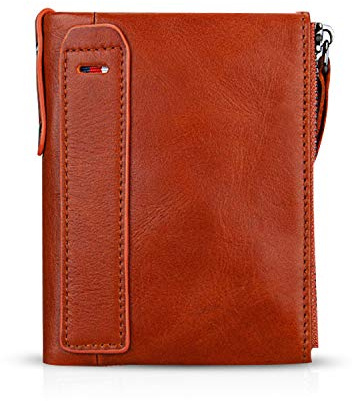 FANDARE Geldbörse mit RFID Schutz Herren Brieftasche Damen Geldklammer Kreditkartenetui Geldbeutel Kartenhalter Portmonee Leder Geldbörse Orange