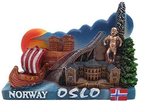 Oslo, Norwegen, 3D-Kühlschrankmagnet, Souvenir, Geschenk, Dekoration für Zuhause und Küche, Oslo, Norwegen, Kühlschrankmagnet-Kollektion