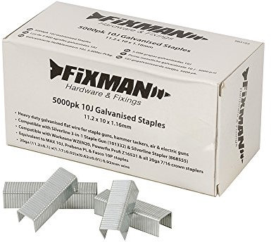 Loops 5000x 10J Galvanised Outdoor Rated Staples - 11.2mm x 10mm x 1.17mm - Strong & Sharp Heavy Duty Wire| Staple Gun/Stapler Refill Pack - Hammer Tacker Air & Electric Guns/Wide Crown