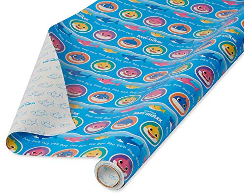 American Greetings Wendbares Geschenkpapier, Baby Shark (1 Rolle, 75 m²)