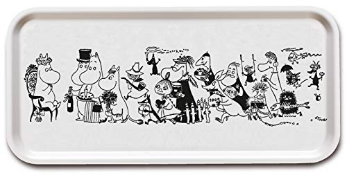 Moomin Birke Tablett 32 x 15 cm Geburtstag schwarz und weiß