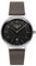 Bauhaus Herrenuhr Quarz mit Datum schwarz mit braunem Lederarmband 2142-2
