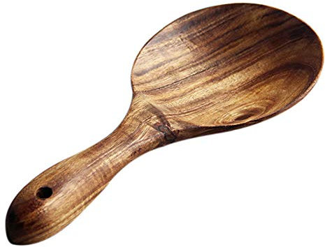 Dutis Teak Wood Rice Spoon - 1 Piece - Natural Wooden Spoon - Rustic - 18cm x 7.5cm