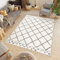 TAPISO Boho Fringes Teppich Hochflor Langflor Shaggy Fransenteppich Creme Dunkelgrau Karo Punkte Geometrisch Diamant Modern ÖKOTEX 200 x 300 cm