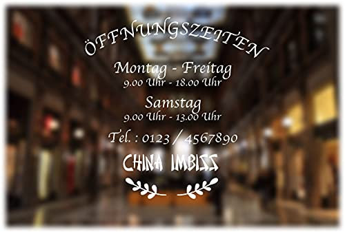 myrockshirt Öffnungszeiten Aufkleber für Ihre China Imbiss Typ3 ca.30cm Schaufenster Beschriftung Aufkleber