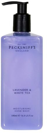 Hand Wash - Liquid Hand Soap for Soft Skin, Natural, Revitalising, Hydrates and Moisturises, Handcrafted in England, Cruelty Free, Gift of Luxury (Lavender & White Tea) (500ml) - Pecksniff’s