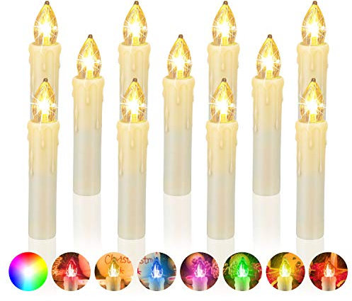 ZIYOUDOLI 10/20/30er LED Weihnachtskerzen mit Fernbedienung Timer Dimmbar, Christbaumkerzen Kabellose Weihnachtsbaumkerzen für Weihnachtsbaum Weihnachtsdeko Hochzeit (10stück)