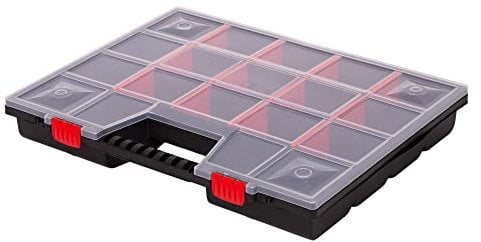 Mivos Sortimentskasten 20” mit Transparent Deckel - Aufbewahrungsbox 490 x 390 x 65 mm - Sortierkasten Kleinteile - Schraubenbox mit 18 Fächer zur Aufbewahrung – Zubehörbox Made in EU