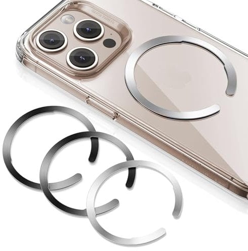 ESR für MagSafe Ring Aufkleber, 4 Stück Magnet Metallring für Handyhülle, MagSafe Sticker, Universelles Ladegerät-Umrüstset, für iPhone 16/16e/15/14/13/12/11, Galaxy S24/S23/S22, Schwarz und Silber
