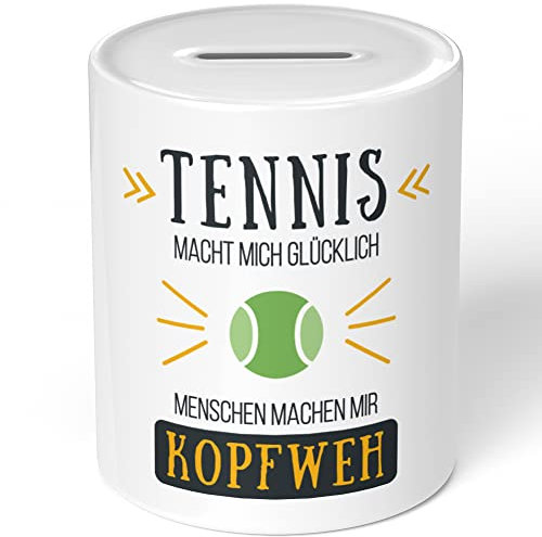 JUNIWORDS Spardose Sparbüchse, Tennis Macht Mich glücklich Menschen Machen Mir Kopfweh (1004530)