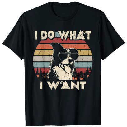Ich mache was ich will lustig Border Collie Vintage Retro T-Shirt