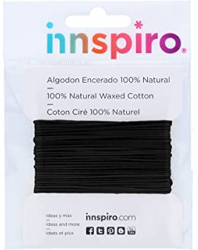 INNSPIRO Cordon Coton ciré Fin Noir 1,0 mm. 5 m.