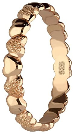 Treuheld® Rosegoldener 925 Sterling Silber Ring mit Herzen | 8 Größen [07.] 60