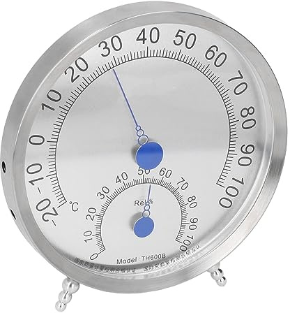 Termometro Rotondo Termometro da Esterno in Acciaio Inossidabile Igrometro Impermeabile Termometro Meteorologico di Grandi Dimensioni Resistente Al Calore (con Titolare)