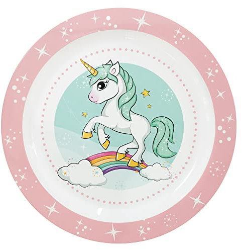 Plato infantil reutilizable de plástico apto para microondas de Unicornios