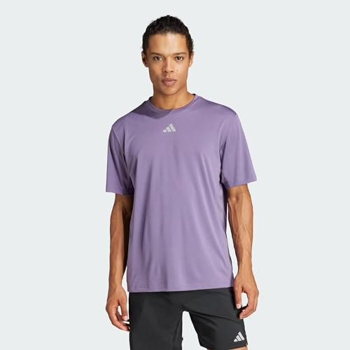 adidas Hombre HIIT Workout 3-Stripes tee, Shadow Violet, S