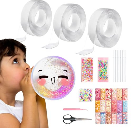 32 Stück Nano Tape Bubbles Set für Kinder, Bubble Tape DIY,Blowing Bubble Tape,Bubble Tape Nano,Transparentes Mehrzweck-Plakatband, Doppelseitiges Klebeband für handgefertigte Bälle