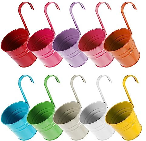 Torribaly Lot de 10 Pots de Fleurs Suspendus 13Cm Pot de Balcon Pot de avec Mini Outil Pot Suspendu Balcon Pots de Jardin JardinièRe Murale