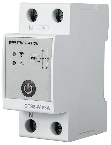 Jadeshay Interruttore Orario, GTS8-W Temporizzatore 220v WiFi interruttore orario giornaliero WiFi Interruttore Smart Telecomando Casa Intelligente Compatibile con TUYA App (2P-63A)