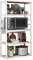 Meyvaser Estantería de Cocina, Unidad de Cocina Alta con estantes de Almacenamiento, Marco de Metal Blanco, Estante Industrial para microondas 50x30x130 Cm Color Natural y Blanco
