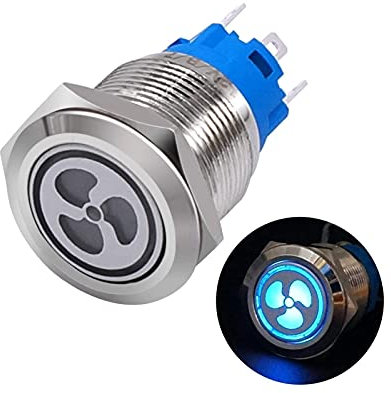 GURSAC 12V 16mm LED Blu Illuminato Interruttore a Pulsante Ventola Auto 1NO 1NC 5/8 Interruttore di Montaggio