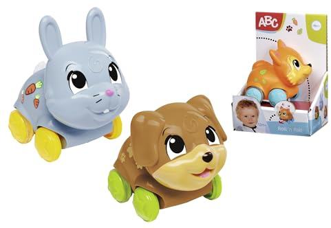 Simba ABC 104010104Y06 - Lustige Tierfahrzeuge - ABC Tierfahrzeuge mit Reibungsmotor Toys, Erhältlich mit DREI verschiedenen Tieren Elefant, Panda, Löwe oder Katze, 8 cm, Ab 12 Monaten, Zufällige