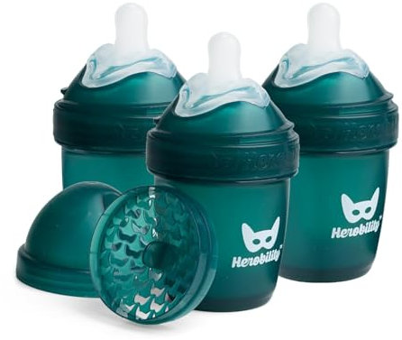 Herobility Doppelte Anti-Kolik-Babyflaschen – 5 fl oz/140 ml – 3er-Pack baby flaschen – Pfirsich