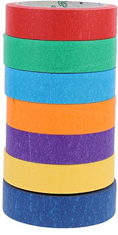 BESTonZON 7rollen Farbige Kreppband Masking Tape Für Malerarbeiten Haftend Wiederverwendbar Für -projekte Wandgestaltung Und Klassenzimmer-aktivitäten